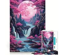 Neon Full Moon Rising 1000 Piece Jigsaw Puzzle for Adults Smart Game Soothing Fun Pattern Assembly Stylish Gift (38x52cm)