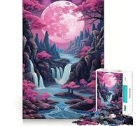 Neon Full Moon Rising 1000 Piece Jigsaw Puzzles for Adults Strengthen Recall Relax Time Quality Edge Birthday Gift (38x26cm)