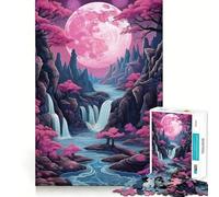 Neon Full Moon Rising 1000 Piece Jigsaws for Teenagers Brain Workout Toy Easy Leisure Image Assembly Stylish Gift (50x75cm)