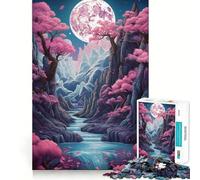 Neon Full Moon Rising 1000 Pieces Jigsaw Puzzles for Adults Mind Skill Toy Easy Leisure Design Assembly Seasonal Gift (38x26cm)