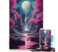 Neon Full Moon Rising Jigsaw Puzzles for Adults1000 Piece Intellect Toy Stress Relief Precise Cut Perfect Present (38x26cm)