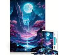 Neon Full Moon Valley Jigsaw Puzzles for Teenagers 1000 Pieces Brain Workout Toy Home Activity Art Assembly (38x26cm)