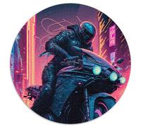 Neon Future City Jigsaw Puzzles for Adults 1000 Piece Round Jigsaws 1000 Pieces for Adults Brain Teaser Game for Teenagers, Perfect 67.5x67.5cm