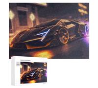 Neon Future Supercar Artwork - Jigsaw Puzzle for Adults, 300 PCS, Gift for Puzzle Lovers - for A Rewarding Weekend Challenge