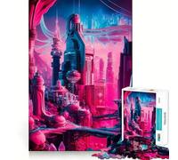 Neon Galactic Metropolis for Adults 1000 Piece Jigsaw Puzzle Think Smart Toy Leisure Time Accurate Cut Art Collectible (38x52cm)
