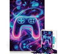 Neon Game Controller 1000 Pieces Jigsaw Puzzles for Teenagers Thought Toy Home Activity Precise Edge Santa Wish List (38x26cm)