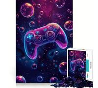 Neon Game Controller in Space Bubbles Jigsaw Puzzles for Teenagers 1000 Piece Logic Train Toy Cozy Relax Smooth Cut Festival Gift (50x75cm)