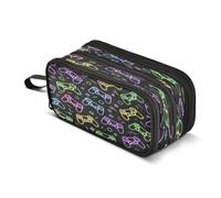 Neon Game Controller Pencil Case 3 Compartment Pen Bag Pouch Holder Box School Portable Stationery Storage Bag for Girls Boys