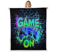 Neon Gamepad Bed Blanket,Boys Gamer Home Video Lover Bed Plush Blanket for Home Decor,Cool Gaming Themed Flannel Blanket,Watercolor Paint Graffiti Fleece Blanket for Kids Adults,Baby 30"x40"