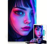 Neon Gamer Girl 1000 Pieces Jigsaw Puzzles for Teenagers Thought Toy Home Activity Precise Edge Santa Wish List (38x26cm)