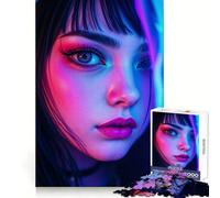 Neon Gamer Girl 1000 Pieces Jigsaw Puzzles for Teenagers Thought Toy Home Activity Precise Edge Santa Wish List (38x26cm)