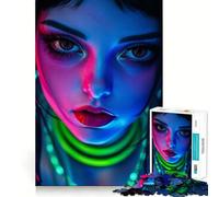 Neon Gamer Girl 1000 Pieces Puzzles for Adults Mind Exercise Toy Peaceful Time Design Assembly Creative Gift (38x26cm)