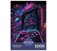 Neon Gaming Controller 1000 Piece Classic Jigsaw Puzzle Jigsaw Puzzle Bundle Extra-Thick Cardboard Stress Relief Travel Adults Kids Age 12 Years Up 52x38cm/1000pcs