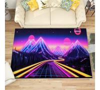 Neon Gaming Rug - Neon Vaporwave Rug, Kids Playroom Rugs for Living Room Bedroom, Washable Non Slip Soft Large Carpet, Patterned Area Rugs & Home Decor 100x150 cm