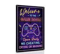 Neon Gaming Sign Tin Sign Poster for Gaming Room Decor Colorful Printed Welcome to the Game Room Metal Sign Gaming Room Wall Art Cool Gaming Room Accessories for Teens Adults 30 * 20cm No Electricity