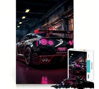 Neon Garage Nissan GTR R Puzzles for Teenagers 1000 Pieces Brain Workout Toy Cozy Relax Image Assembly Warm Surprise (50x75cm)