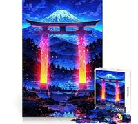 Neon Gate Mountain Landscape 1000 Pieces Jigsaws Adults Puzzles Gifts Improve Memory Quiet Calm Sharp Edge Artistic Gift (50x75cm)