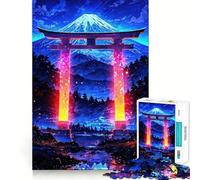 Neon Gate Mountain Landscape 1000 Pieces Jigsaws Adults Puzzles Gifts Improve Memory Quiet Calm Sharp Edge Artistic Gift (50x75cm)