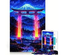Neon Gate Mountain Landscape 1000 Pieces Puzzles for Adults Mind Exercise Toy Peaceful Time Design Assembly Creative Gift (38x26cm)