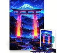 Neon Gate Mountain Landscape Jigsaw Puzzle for Adults 1000 Pieces Mind Play Relaxing Fun Clean Edge Art Collection Piece (38x52cm)
