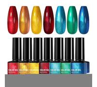 Neon Gel Nail Polish, 7-Piece Rainbow Glitter Gel Polish, Beauty Supply Glossy Manicure Glue for Detailing Lining Home Salon Wedding Holiday Travel Styling Enthusiasts Professional