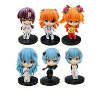 Neon Genesis Evangelion Q Version Figure PVC Cartoon Game Character Model Statue Figure Toy Holiday Gift Creative Souvenir Fan Collection Set of 6 [Unofficial]