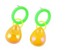 Neon Geometric Teardrop Earrings - Retro Color Block Circle Dangles, Disco-Inspired Acrylic Jewelry for Party and Daily, Acrylic, No Gemstone