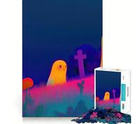 Neon Ghosts Halloween Night Jigsaw Puzzles for Teenagers 1000 Pieces Logic Toy Casual Fun Precision Cut Heartfelt Gift (38x26cm)