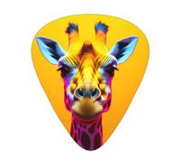 Neon Giraffe Head Guitar picks in thin, medium, and thick sizes, 12-piece set, suitable for electric guitar and various instruments