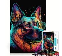Neon Glasses Dog Adult Jigsaw Puzzles 1000 Pieces Mind Challenge Toy Relax Time Quality Cut Cherished Gift (38x26cm)