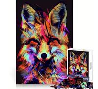 Neon Glitch Fox Jigsaw Puzzles for Adults 1000 Pieces Reason Skill Toy Tension Relief Exact Cut Cherished Gift (50x75cm)