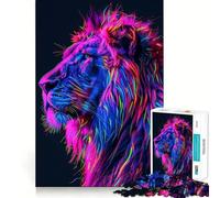 Neon Glitch Lion 1000 Piece Jigsaw Puzzles for Adults Jigsaw Brain Workout Toy Bonding Time Art Assembly Stylish Gift (38x52cm)