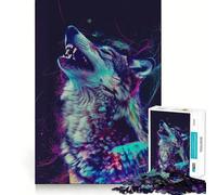 Neon Glitch Wolf for Adults 1000 Piece Jigsaw Puzzle Think Smart Toy Leisure Time Accurate Cut Art Collectible (50x75cm)