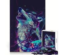 Neon Glitch Wolf for Adults 1000 Piece Jigsaw Puzzle Think Smart Toy Leisure Time Accurate Cut Art Collectible (50x75cm)