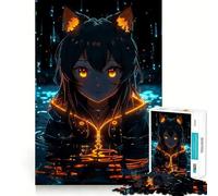 Neon Glow Anime Girl 1000 Pieces Jigsaw Puzzles for Adults Mind Skill Toy Easy Leisure Design Assembly Seasonal Gift (38x52cm)