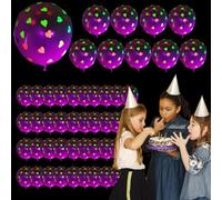 Neon Glow Balloons 12in Clear UV Neon Balloons with Hearts Dots Stars