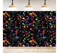 Neon Glow In The Dark Photography Backdrop Colorful Paint Splatter Graffiti Glow 80s 90s Birthday Decor Background Banner 250x180CM