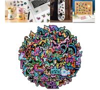 Neon Glow Waterproof Vinyl Stickers Fantasy Designs - Colorful Shapes for DIY Crafts, Scrapbooking, Journal, Personalising Laptop, Skateboard, Mugs, Cards and Party Decorations