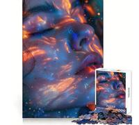 Neon Glow Woman - Surreal Canna reamscape Portrait 1000 Pieces Puzzles for Adults Mind Exercise Toy Peaceful Time Design Assembly Creative Gift (50x75cm)