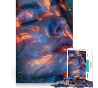 Neon Glow Woman - Surreal Cannabis Dreamscape Portrait 1000 Pieces Puzzles for Adults Mind Exercise Toy Peaceful Time Design Assembly Creative Gift (50x75cm)