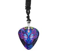 Neon Glowing Goddess Woman Guitar Pick Necklace Metal Pendant Necklaces Jewelry Rock Accessories Gifts for Women Men