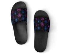 Neon Glowing Hamsa Mandala Lightweight Shower Slippers Summer Non-Slip Sliders Sandals Comfortable House Shoes
