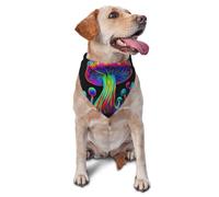 Neon Glowing Mushrooms Printed Graphic Pet Triangle Scarf For Dogs & Cats, Adjustable Cute Pet Bandana For & Photo Shoots