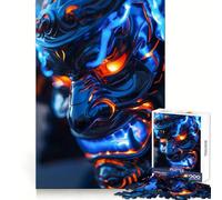 Neon Glowing Samurai 1000 Piece Jigsaw Puzzles for Adults Teenagers Brain Skill Group Joy Exact Edge Stylish Gift (38x52cm)