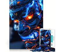 Neon Glowing Samurai 1000 Piece Jigsaw Puzzles for Adults Teenagers Brain Skill Group Joy Exact Edge Stylish Gift (38x52cm)