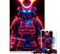 Neon Glowing Samurai Armor 1000 Piece Jigsaw Puzzle for Teenagers Brain Workout Toy Calming Play Art Assembly Festive Gift (38x26cm)