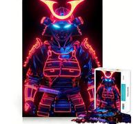 Neon Glowing Samurai Armor Jigsaw Puzzles 1000 Piece for Teenagers Thought Toy Stress Release Precise Edge Perfect Present (50x75cm)