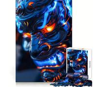 Neon Glowing Samurai Jigsaw Puzzles for Teenagers 1000 Piece Logic Train Toy Cozy Relax Smooth Cut Festival Gift (38x26cm)