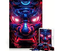 Neon Glowing Samurai Mask 1000 Piece Jigsaw Puzzles for Adults Jigsaw Brain Workout Toy Bonding Time Art Assembly Stylish Gift (38x52cm)