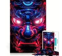 Neon Glowing Samurai Mask Jigsaw Puzzles for Adults 1000 Pieces Reason Skill Toy Tension Relief Exact Cut Cherished Gift (50x75cm)